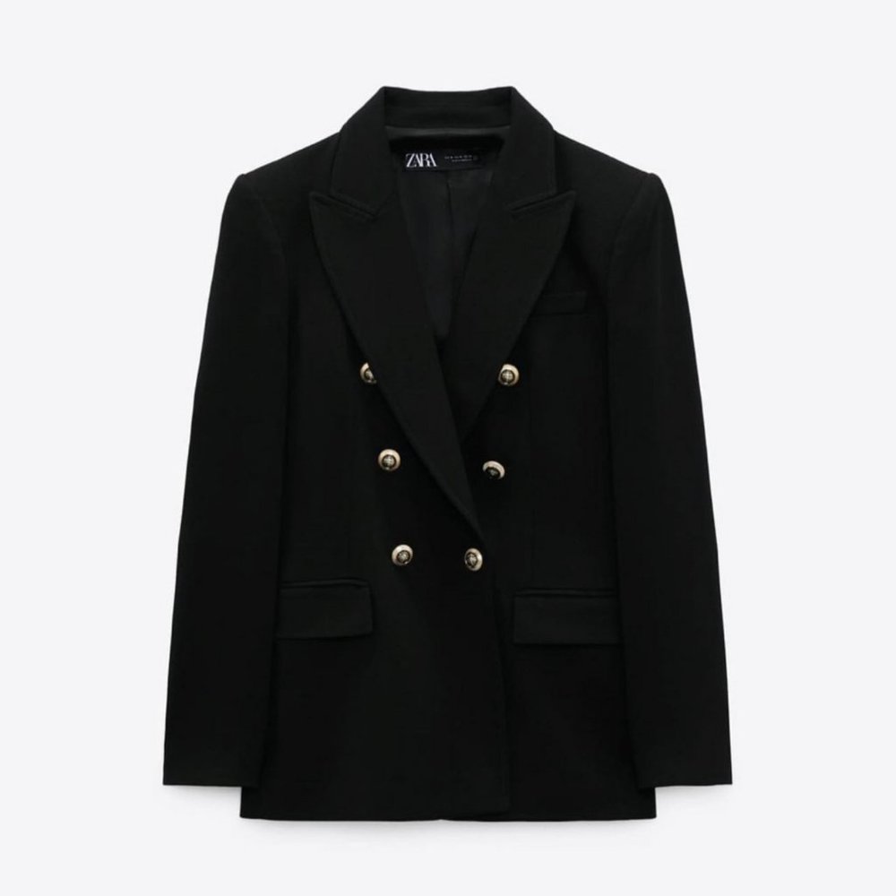 NWT ZARA Black Tailored Double Breasted Blazer - Picture 1 of 3